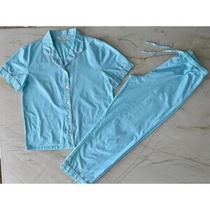 Alexander Del Rossa 100% Cotton baby blue polka dot pajama set Womens M
